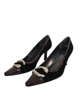 Stuart Weitzman Vintage Marsala Black Suede Tortoise Shell Pumps Sz 6